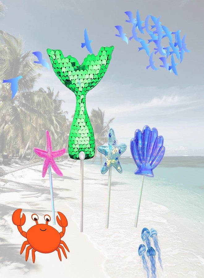 Pop Colours Pink Mermaid Tail and Starfish Cake Toppers, Set of 4 |Mermaid Theme Cake Topper | Cake Decoration Mermaid | (Pink) - Image 4